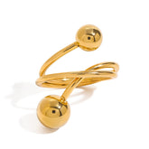 Elegant geometric sphere ring in 18K gold minimalist design